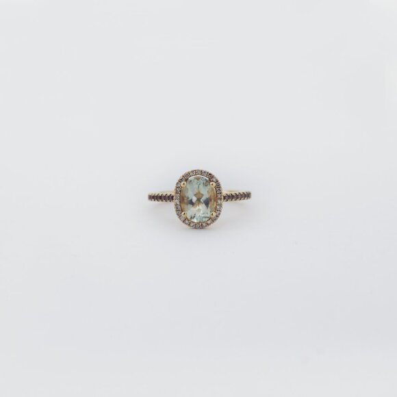 Le Vian 14K Gold Green Quartz & Diamond Ring - Picture 3 of 6